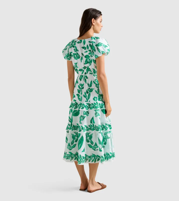 فورايفر نيو IRIS Printed Tiered Midi Dress